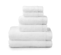 Welhome Madison White Towel Set | 6 Pieces | Innovative Hygro-Cotton Technology | 2 Bath Towels 2 Hand Towels 2 Washcloths | Quick Dry Towel | Highly Absorbent | Durable & Dense Shower Towels
