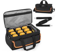WELIDAY Fireproof Tool Battery Carrying Case Storage Bag for Dewalt Battery | Insulated Battery Storage Organizer with 11 Adjustable Dividers for Multi-brand 12V/20V/60V Batteries & Chargers(Black)