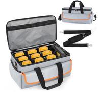 WELIDAY Fireproof Tool Battery Carrying Case Storage Bag for Dewalt Battery | Insulated Battery Storage Organizer with 11 Adjustable Dividers for Multi-brand 12V/20V/60V Batteries & Chargers(Silver)