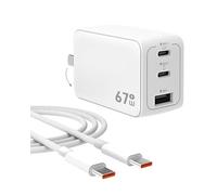 WeLink 67W USB C Charger, GaN PPS 3-Port Fast Compact Foldable USB C Charger Block for MacBook, iPad Pro, Galaxy S24, iPhone 16/15 and More