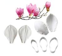 Welink 7pcs/Set Magnolia Petal Leaf Veiner Silicone Mold Stainless Steel Cutter Mold Handmade Fondant Flower Mould Cake Decorating Tool