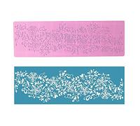 WElinks Silicone Fondant Embossing Mat Sugarcraft Flower Leaf Vine Lace Pattern Cake Mats Fondant Pastry Embossing Mat Fondant Cake Decorating Mold Sugar Lace Pad Baking Tools