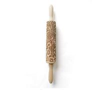 WElinks Snowflake Wooden Laser Engraved Christmas Rolling Pin for Fondant Pizza Cookie Pie Cake Baking New Year (35cm)