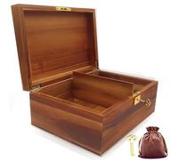WELITTCON Rustic Wooden Storage Box, Acacia, 11 x 8.5 x 5 Inches, Brown, 5 Pound Capacity, Lockable Keepsake Chest Box