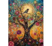 WELIWE 5D Diamond Painting Kits DIY Diamond Art Canvas Crystal Crafts Painting Pictures for Adults Home Wall Decor Bird on the Tree of Life 40x50 cm