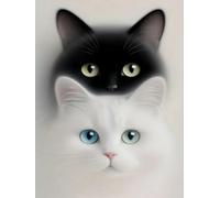 WELIWE Cross-Stitch Kits for Adults Beginners 11CT Stamped Embroidery Kits DIY Pre-Printed Canvas Art Home Decoration Two Cats 40x50 cm