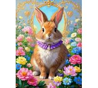 WELIWE Cross-Stitch Kits for Adults Beginners 11CT Stamped Embroidery Kits DIY Pre-Printed Canvas Art Home Decoration Flower Rabbit 40x50 cm