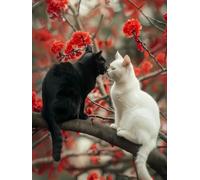 WELIWE Cross-Stitch Kits for Adults Beginners 11CT Stamped Embroidery Kits DIY Pre-Printed Canvas Art Home Decoration Two Cats 40x50 cm