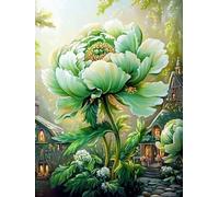 WELIWE Cross-Stitch Kits for Adults Beginners 11CT Stamped Embroidery Kits DIY Pre-Printed Canvas Art Home Decoration Peony Flower 40x50 cm