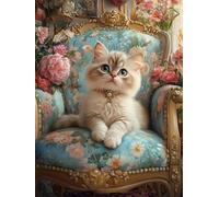 WELIWE Stamped Cross Stitch Kits for Adults 11CT Cross-Stitch Kit for Home Wall Decor Cat on the Sofa DIY Embroidery Kit Needlework Crafts 40x50 cm