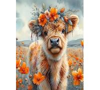 WELIWE Stamped Cross Stitch Kits for Adults 11CT Cross-Stitch Kit for Home Wall Decor DIY Embroidery Kit Needlework Crafts Animal Calf 40x50 cm