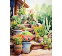 WELIWE Stamped Cross Stitch Kits for Adults 11CT Cross-Stitch Kit for Home Wall Decor DIY Embroidery Kit Needlework Crafts Flowers in Front of The Door 40x50 cm