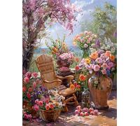 WELIWE Stamped Cross Stitch Kits for Adults 11CT Cross-Stitch Kit for Home Wall Decor DIY Embroidery Kit Needlework Crafts Beautiful Flowers 40x50 cm