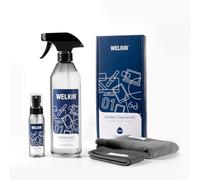 WELKIN Screen Cleaner Spray Kit (550ml + 60ml) - Cleaning Mist for TV, Laptop, Computer, Phone Touchscreen - 2 Sprayers，1 Microfiber Cloth & 1 Glass Wipe Included