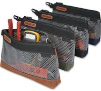 WELKINLAND 12-Inch Waxed Canvas Tool Pouches, 4PCS-Set Clear Tool Pouch, Canvas Tool Bags, Durable Small Tool Bag Organizer, Tool Pouches with Zipper, Clear Tool Bag with Zip