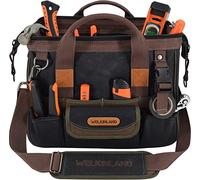 Welkinland 30-Pockets Canvas tool Bag, 14-Inch Heavy-Duty Waxed Lineman Duffel for Electricians and Tool Men
