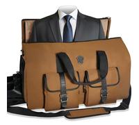 WELKINLAND 48H Garment Duffle Bags For Travel,10-Pockets Carry On Garment Bag, 3 Suit Travel Bags, 62L Halfday's 2-In-1 Garment Duffel Bag, Convertible Garment bag, Boardable Garment Bag, Brown/Black,