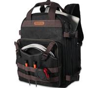 WELKINLAND 90-Pockets Electrician Backpack, Wax-Canvas Tool Backpacks Heavy Duty, Convenient Work Tool Back pack With Pockets