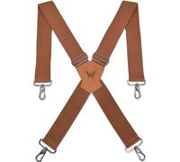 WELKINLAND Brown 2 inch wide suspenders, Heavy duty work Swivel Thick suspenders for men, hook, with belt loops,Suspenders men snap