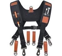 WELKINLAND Heavy-Duty leather tool belt suspenders, Leather tool bag suspenders, Carpenter suspenders, Construction tool belt for men