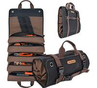 WELKINLAND Heavy-Duty Waxed Canvas Tool Roll - 15-Pocket Organizer Bag for Tools