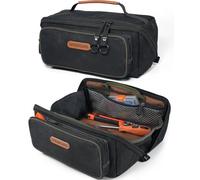 WELKINLAND LayFlat Tool Pouch Organizer, 13-Inch Small Tool Bag, Heavy-Duty Waxed Canvas Tool Pouch, 5-Pocket Small Tool Bags with Zipper, Wide-Open Electrician Tool Bag