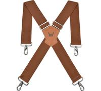 WELKINLAND Suspenders 2"-Wide Elastic Brown Work Suspenders for Men, Heavy Duty