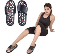 WELKOM - Accu Paduka Manual Spring Acupressure Magnetic Therapy Slippers for Full Body Blood Circulation, Natural Slippers for Men and Women (Size 6 7 8 9)