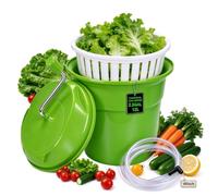 WELKOR Large Salad Spinner, Heavy Duty Vegetable Dryer and Fruit Washer, Manual Spin Dryer for Lettuce, Perfect for Camping & Commercial Kitchen, Clothes Dryer for Farm & Boat (Green, 2.5Gallon)