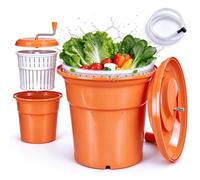 WELKOR Large Salad Spinner, Heavy Duty Vegetable Dryer and Fruit Washer, Manual Spin Dryer for Lettuce, Perfect for Camping & Commercial Kitchen, Clothes Dryer for Farm & Boat (Orange, 2.5Gallon)