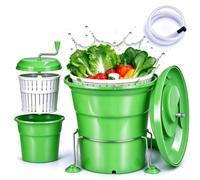WELKOR Large Salad Spinner, Heavy Duty Vegetable Dryer and Fruit Washer, Manual Spin Dryer for Lettuce, Perfect for Camping & Commercial Kitchen, Clothes Dryer for Farm & Boat (Green, 5Gallon)