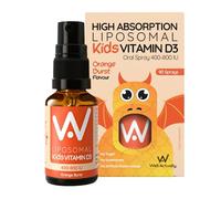 WELL ACTUALLY Kids Liposomal Vitamin D3 Spray 400 IU, 15ml, 90 Sprays | Vegan Vit D Spray for Children, Immune System, Bones & Teeth Support, High Bioavailability Supplement, Orange Burst Flavour