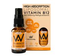 WELL ACTUALLY Liposomal Vitamin B12 Oral Spray 1200mcg, 180 Sprays, Vegan | High Strength Methylcobalamin Supplement, Fast Absorbing, Methylated Vit B12, Energy & Brain Support, Fruity Mango