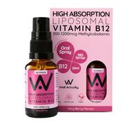 WELL ACTUALLY Liposomal Vitamin B12 Oral Spray 1200mcg, 180 Sprays, Vegan | High Strength Methylcobalamin Supplement, Fast Absorbing, Methylated Vit B12, Energy & Brain Support, Very Berry
