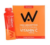 WELL ACTUALLY Liposomal Vitamin C 1000mg Sachets, 210ml, 30 Sachets, Vegan | High Strength Liquid Vit C Supplement, Immune System, Skin, Collagen, Brain & Energy Support, Orange Twist Flavour