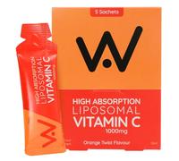 WELL ACTUALLY Liposomal Vitamin C 1000mg Sachets, 35ml, 5 Sachets, Vegan | High Strength Liquid Vit C Supplement, Immune System, Skin, Collagen, Brain & Energy Support, Orange Twist Flavour