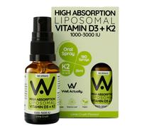 Well. Actually. Liposomal Vitamin D3+K2 Spray 1000-3000IU, Lime Crush Flavour, 25ml 25 ml