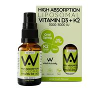 WELL ACTUALLY Liposomal Vitamin D3 + K2 Spray - High Absorption Vegan Vitamin D 2000 IU & Vitamin K2-7 100mcg as Menaquinone-7 MK-7 - Extra Bioavailability - Lime Crush (180 Sprays)