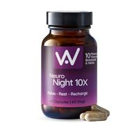 WELL ACTUALLY Neuro Night 10X - Advanced Sleep Support Capsules for Adults - Melatonin-Free Sleep Supplement to Relax & Unwind with Magnesium, Griffonia, Montmorency Cherry | 60 Caps