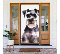 Well-Behaved Schnauzer Door Cover Decorations, Welcome Door Banner Backdrop Seasonal Spring Summer Porch Banner Sign Photo Background for Indoor Outdoor Party Decor 72.8 x 35.4 Inch