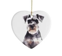 Well Behaved Schnauzer Heart Ornament Precious Heart-Shaped Pendant Idea Ceramic Ornaments with Gold String Personalized Heart Shaped Decoration for Outdoor Party Love