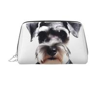 Well-behaved schnauzer Makeup Bag for Women Cosmetic Bags Leather Travel Makeup Case Organizer Waterproof Make up Pouch Open Flat Toiletry Bag Portable Storage Pouch for Travelling, Silver, One Size