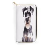 Well-behaved Schnauzer Slim Thin Credit Card Wallet, PU Leather Bifold Cash Wallet, Zipper Coin Pocket Id Window Wallet Storage Bag Wallet Coin Purse Pouch Change Holder Small with Zipper for Men And