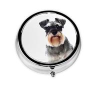 Well-Behaved Schnauzer This Small, Printed, Round Pill Box is a Portable Pill and Vitamin Organizer Perfect for Pockets, Purses, and Travel.