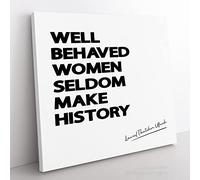 Well Behaved Women Modern Typography Quote Canvas Wall Art Print Ready to Hang, Framed Picture for Living Room Bedroom Home Office Décor, 35x35 cm (14x14 Inch)
