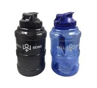 WELL BEING Giant Water Bottle 2.5L / 4 Pint - BPA Free PET, Leak Resistant, with Reusable Ice Cubes