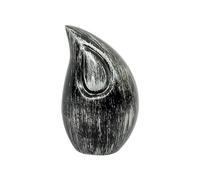 Well Blessed Graphite Finish Small Tiverton Black Teardrop Funeral keepsake Urn for Human Ashes.