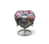 Well Blessed Hand Painted Golden Outlined Floral Blush Design Small Heart Keepsake Urn For Ashes, A Small Floral Heart Urns.