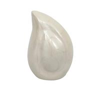 Well Blessed Mystical Presence Small Teardrop keepsake Cremation Urn for Ashes. (White)