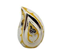 Well Blessed Nickel Engraved Gold Design Small Teardrop Urn For Ashes.